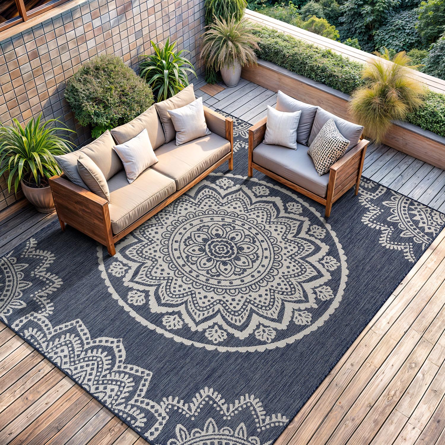 CAMILSON Outdoor Rug 6x9 Modern Area Rugs for Indoor and Outdoor Patios and Porches - Waterproof, Washable, Non-Shedding, Easy-to-Clean Outside Carpet