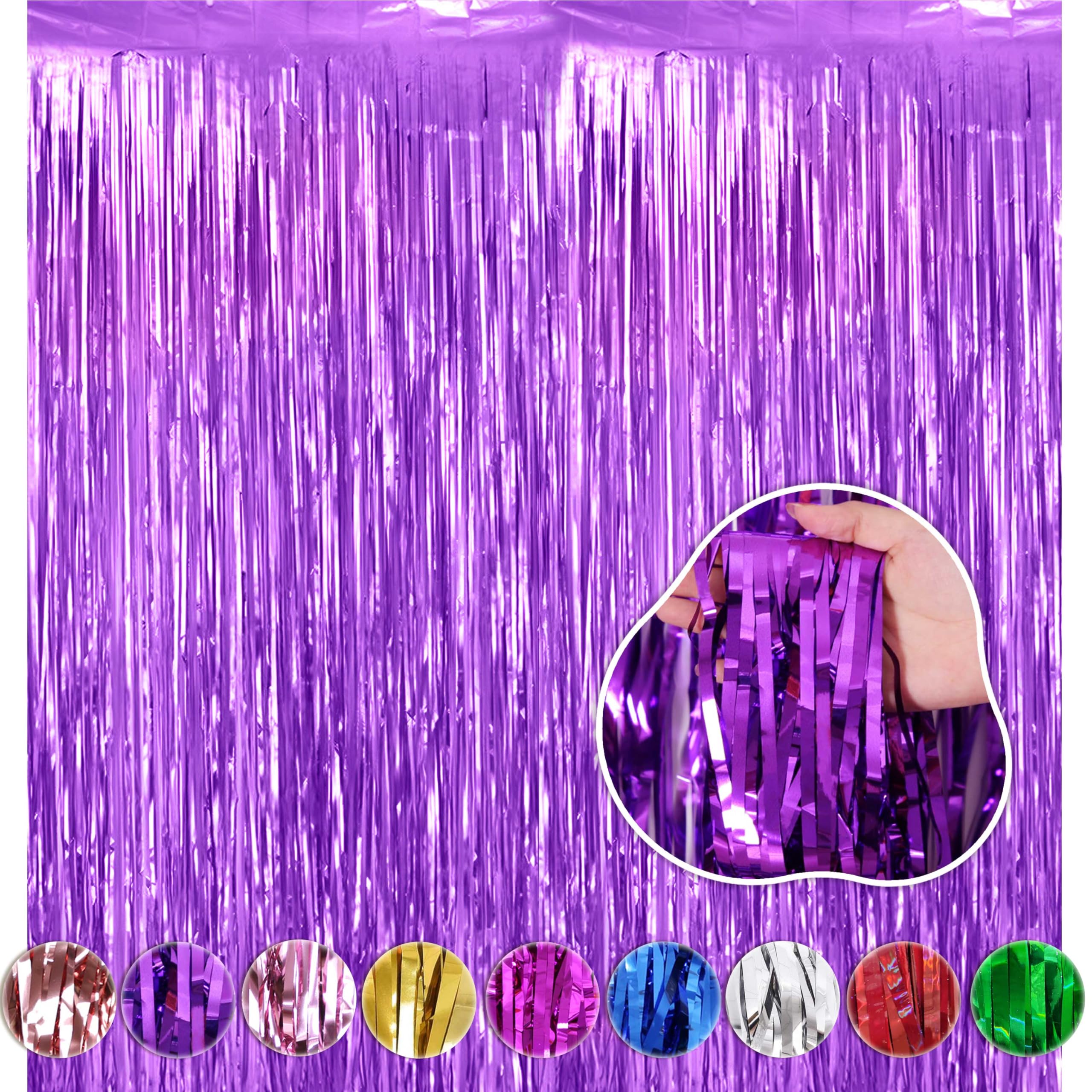 Wobbox Big 3Ft X 6Ft Purple Color Tinsel Metallic Foil Fringe Curtain Backdrop Door Window Curtain Party Decoration, Foil Curtain For Birthday Decoartion (Pack Of 1)-image-46