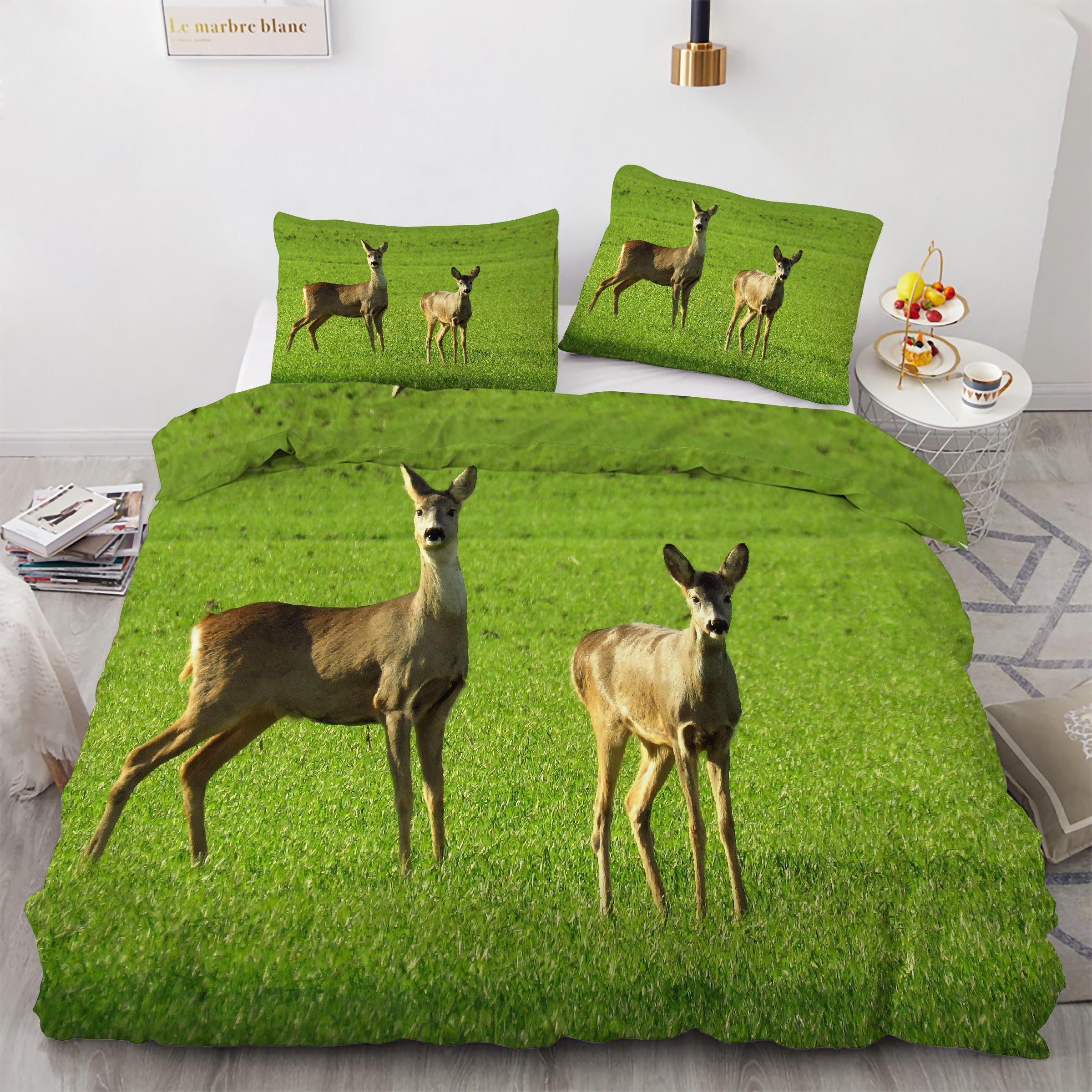 Housse de couette 240 x 260 chevreuil avec 2 taies d'oreiller microfibre Kg4950