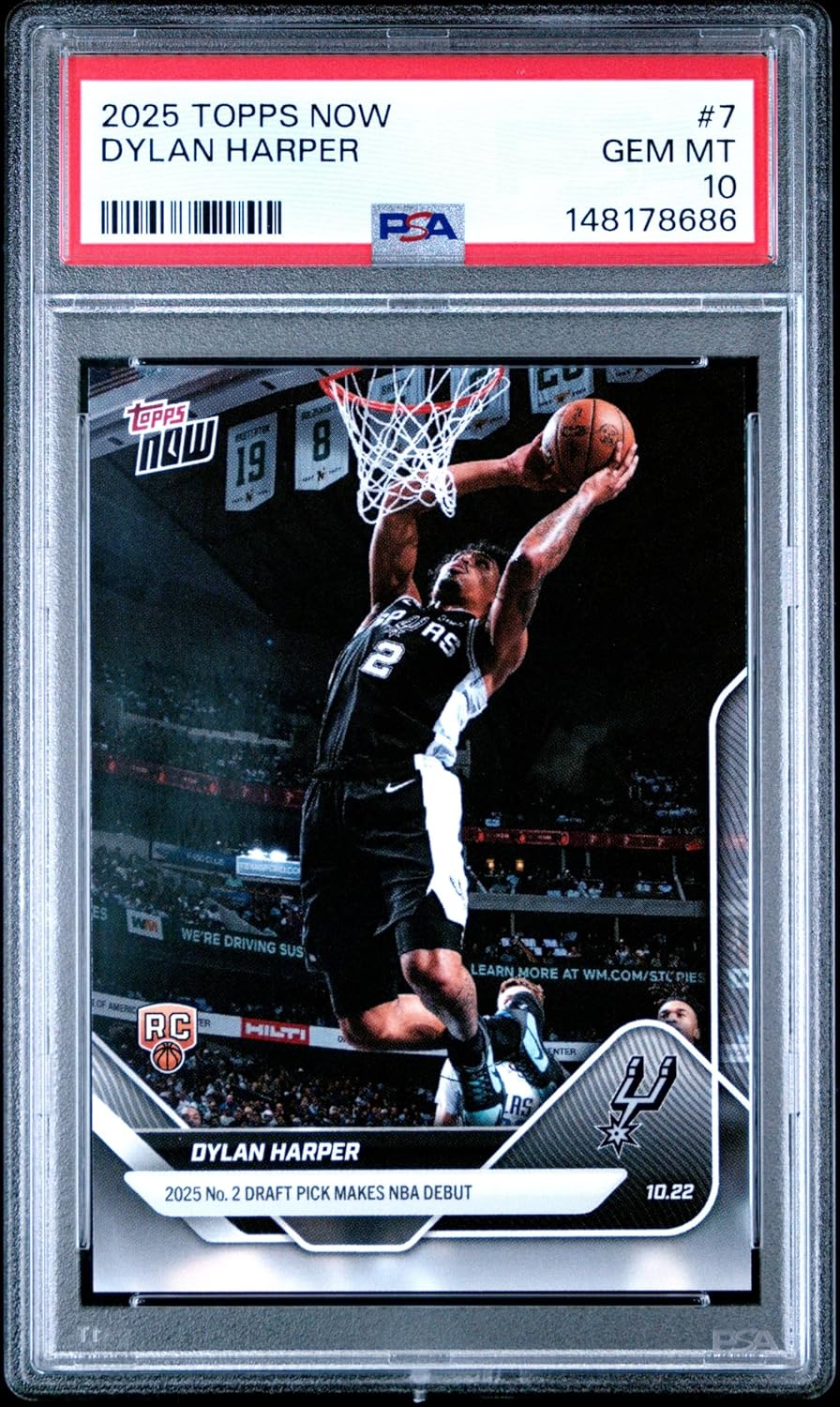Graded 2025 Topps Now Dylan Harper #7 Rookie RC Basketball Card PSA 10 Gem Mint