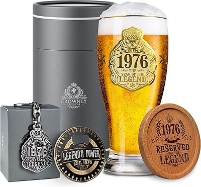 CROWNLY CRYSTAL Bierglas 570ml mit Jahrgangs-Gravur