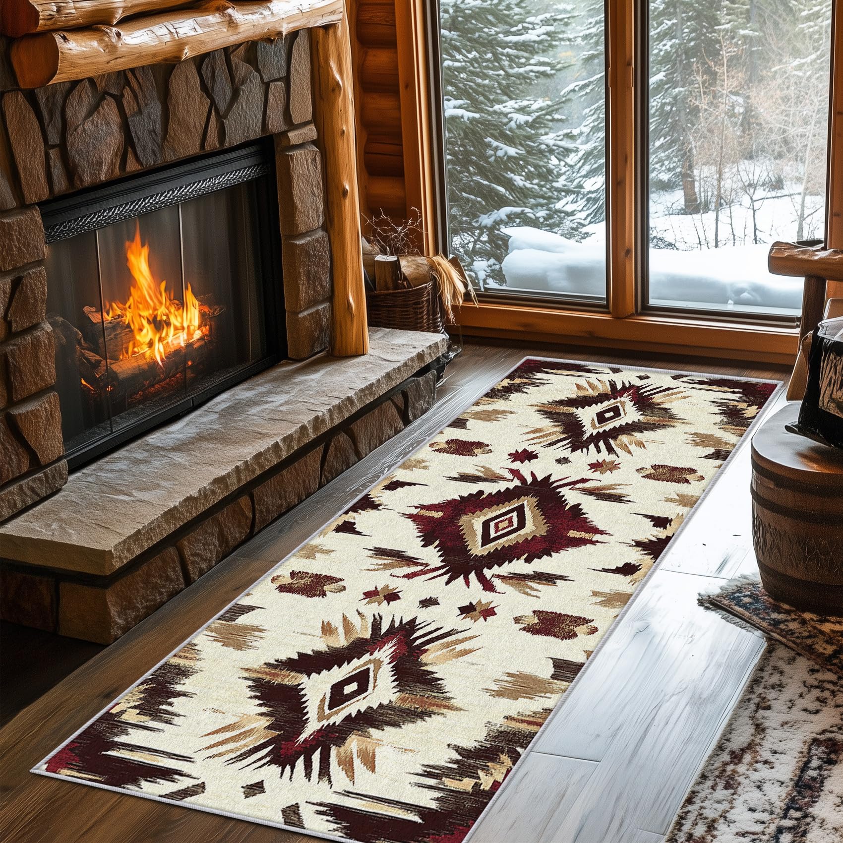 Générique Tapis Couloir Aztèque Navajo, Tapis de Couloir Bohème Amérindien 60x240, pour Cuisine, Entree Interieur, Chambre, Descente de Lit, Lavable, Antidérapant, Poil Court b613