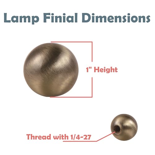 Image of Aspen Creative 24029-42, Sphere Finial for Lamp Shade, Steel in Antique Brass Finish, 1 inch Height, 2 Pack