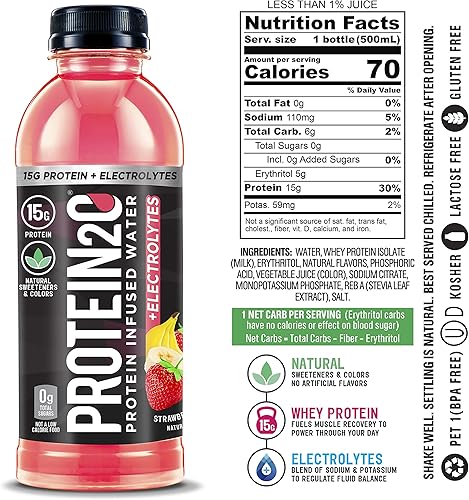 Miniatura 4 de Protein2o 053oz de agua con infusión de proteína de suero de leche electrolitos paquete variado 169 onzas líquidas paquete de 12