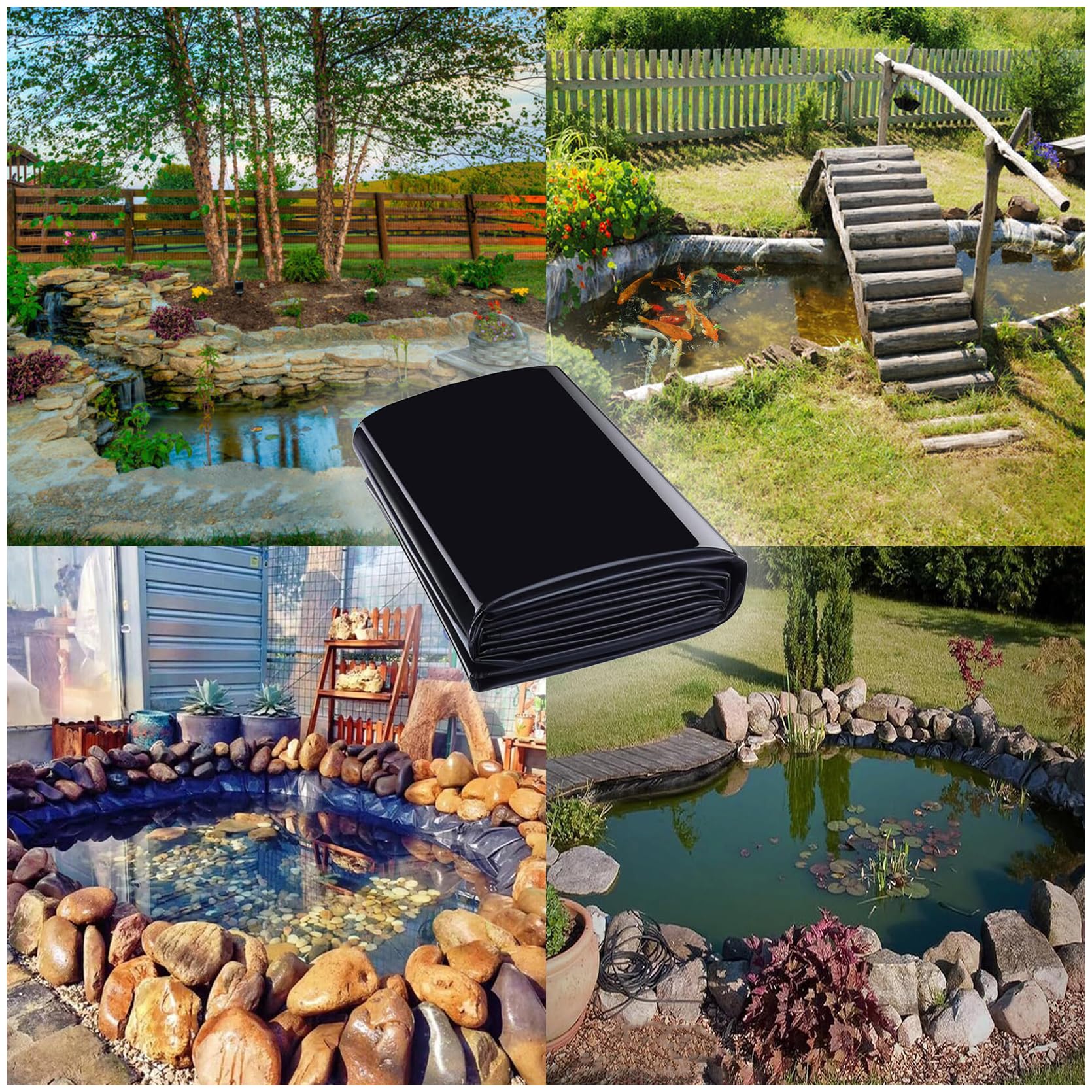 Rivestimento dello stagno,telo pvc laghetto,Rivestimento per Laghetto in HDPE Resistente,Fodera stagno Flessibile per Piscina Giardino per Laghetti,Fontane,Giardini Acquatici e Cascate(11×16m)