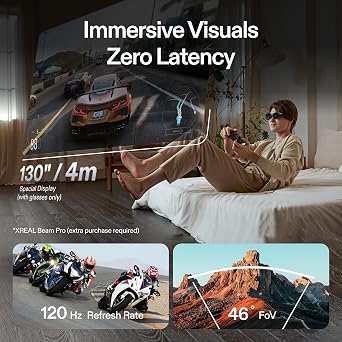 XREAL Air 2 Pro AR Glasses|46 FOV, 130 120Hz HD Display, True Colors, Cinematic Sound, All-Day Comfort. Compatible with iPhone 16/15, Steam Deck, ROG, Mac, PC, Android & iOS