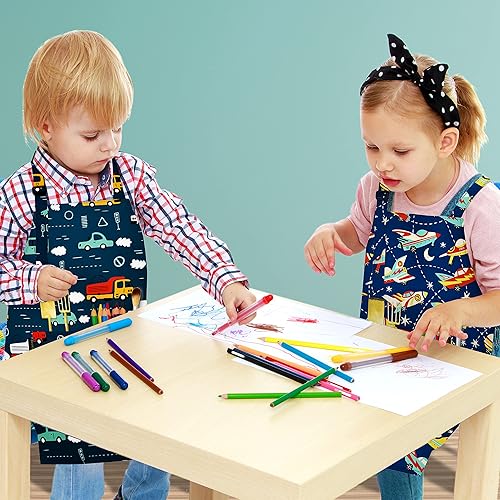 Vista 15 de BeeGreen Delantales de cocina para niños con correa ajustable, con bolsillo frontal para niños pequeños, pintores, artistas horneados negro