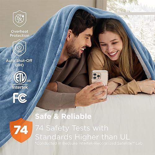 Vista 181 de Bedsure - Manta eléctrica tamaño matrimonial; térmica, de franela suave, calentamiento rápido, 10 ajustes de tiempo y 6 ajustes de calor; regalo 01