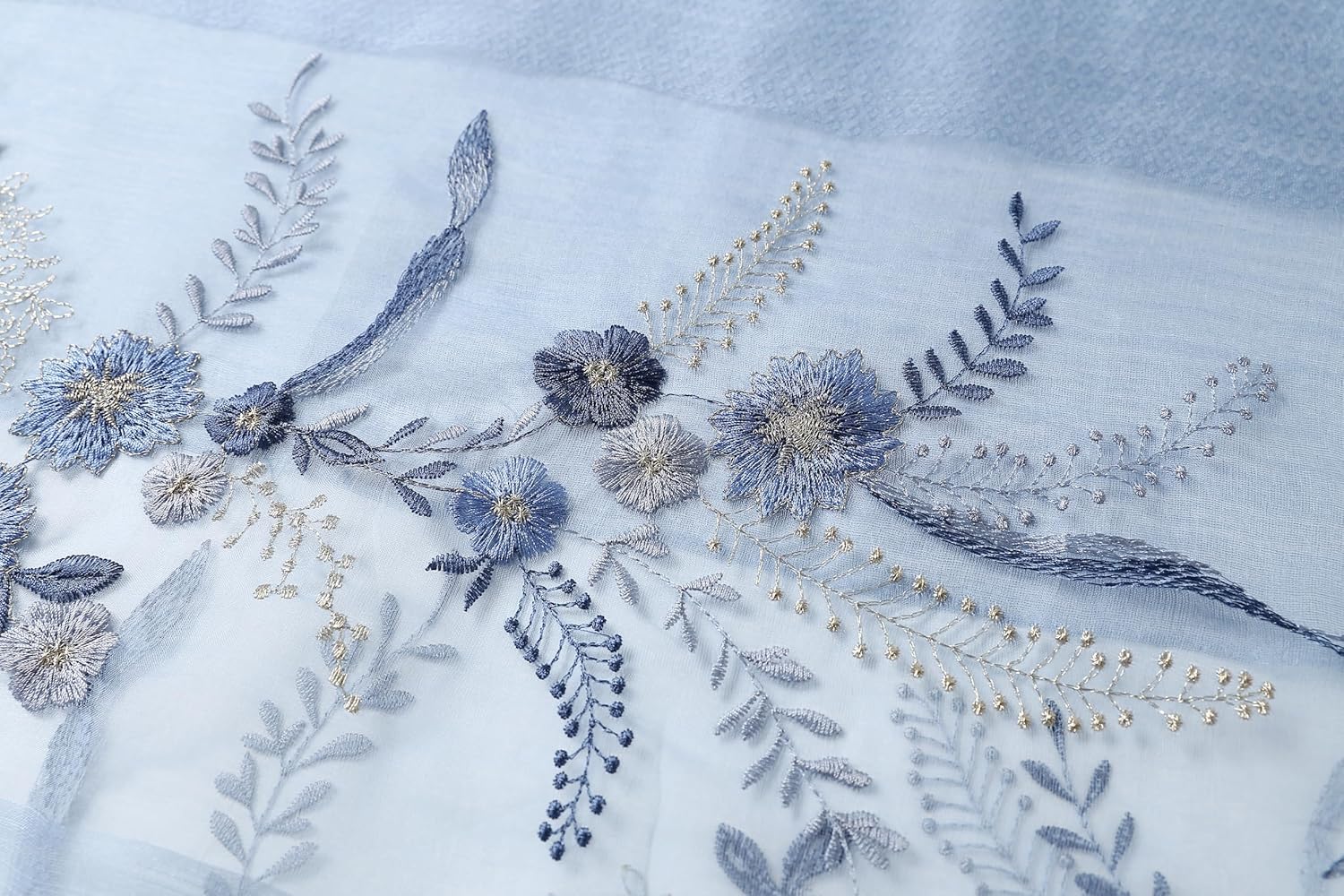 Jeelow Women's Silk Wool Scarf Shawl - Lightweight Floral Embroidered Wrap for Wedding, Party, Prom Fashion Accessory - Image 9