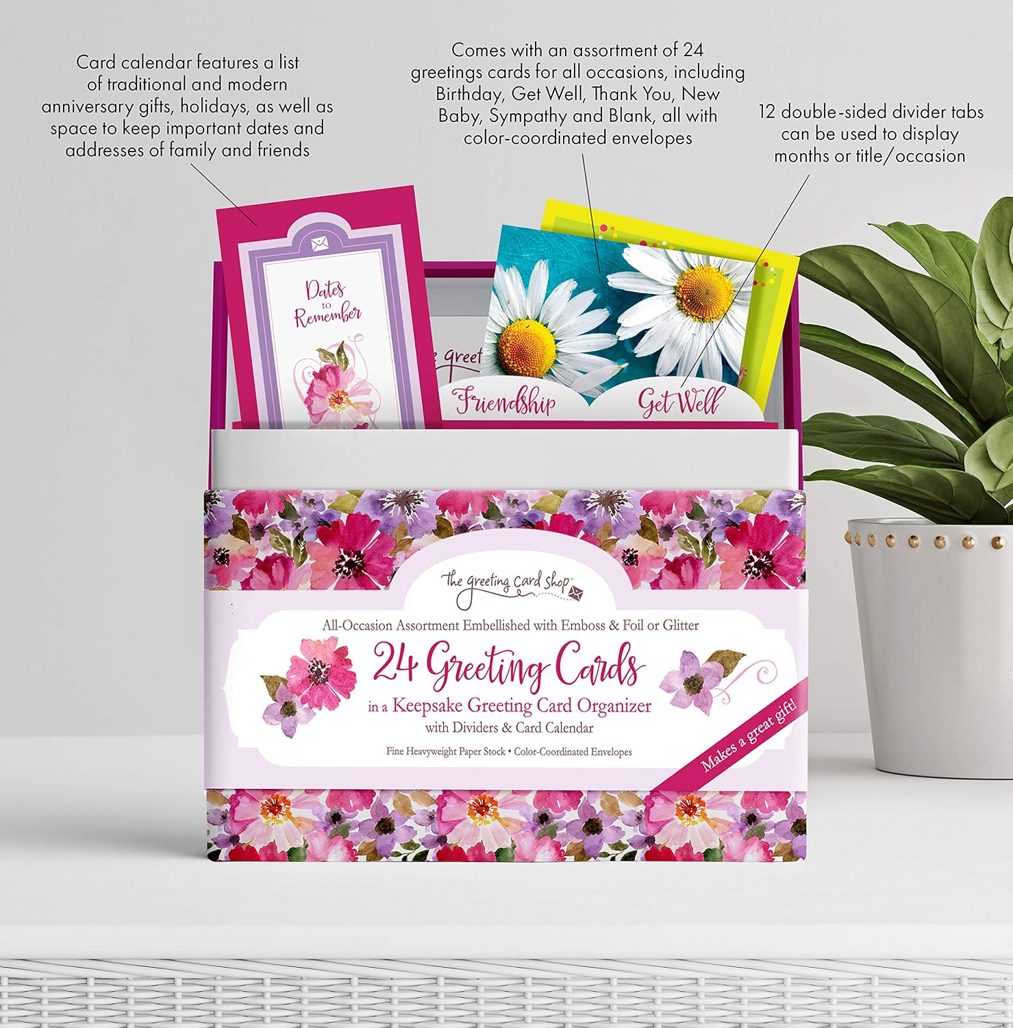 Designer Greetings All Occasion Greeting Card Assortment (24 Cards with Envelopes in a Keepsake, Floral Organizer Box) - Image 5
