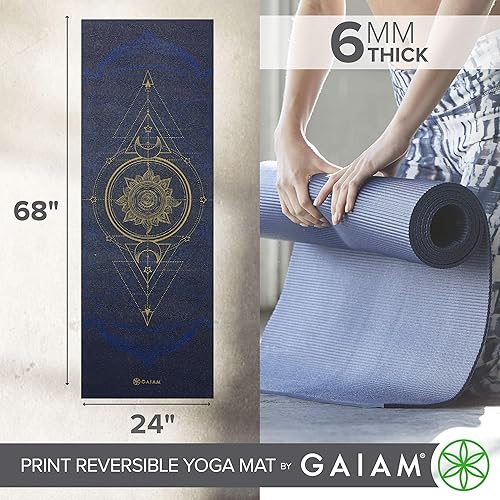 Miniatura 9 de Gaiam - Tapete de yoga - Tapete antideslizante de 6 mm (0.24 pulgadas) de grosor para ejercicio, reversible con impresión prémium, para yoga,