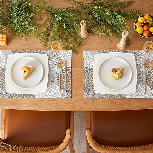 Miniatura 6 de QIYI Juego de 4 manteles individuales bohemios de 12 x 18 pulgadas, manteles individuales de tela de lino para cocina y comedor, manteles