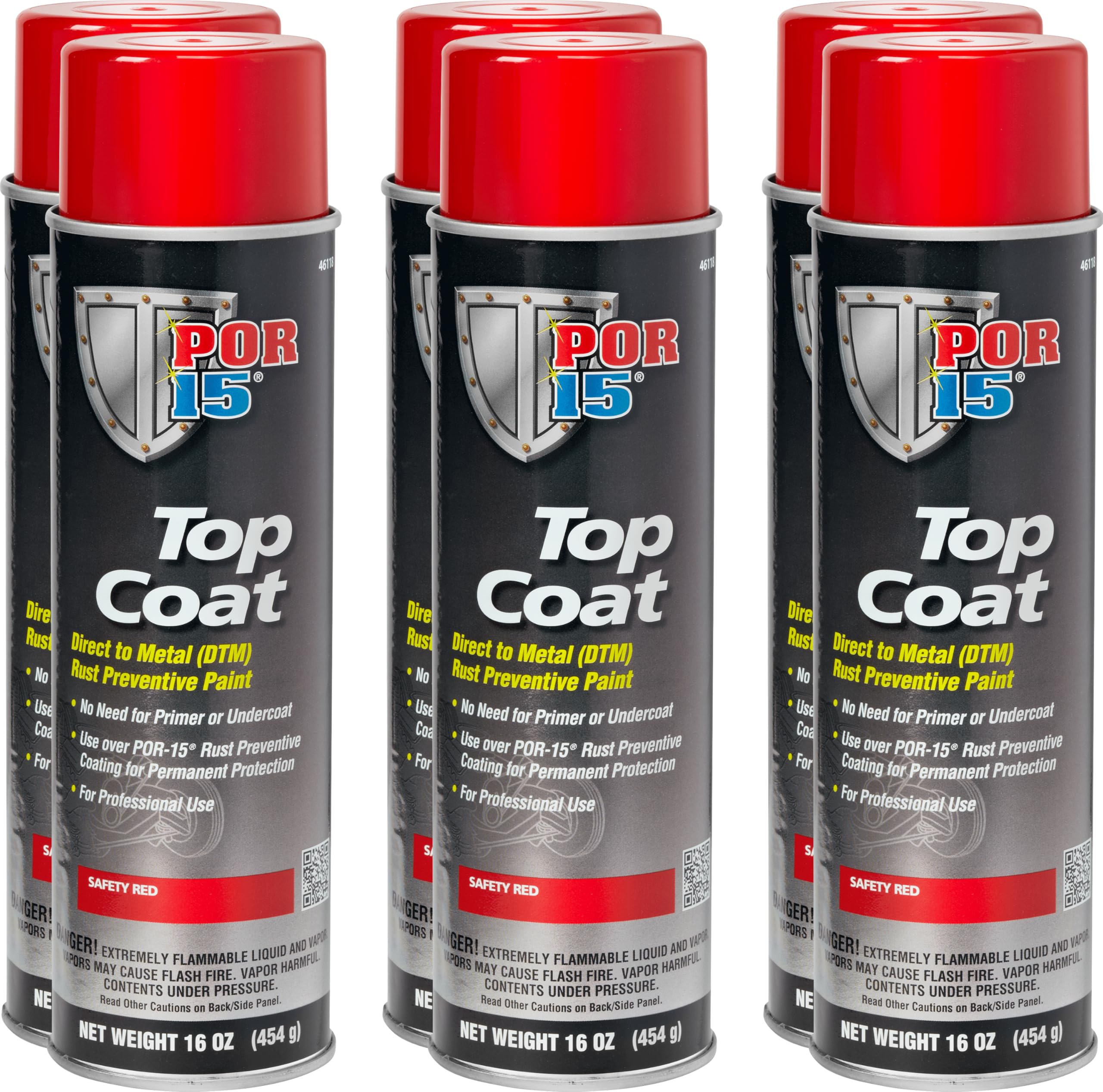 POR-15 6 PK, Safety Red Gloss, Top Coat Automotive Spray Paint, 90 oz (Pack of 6)