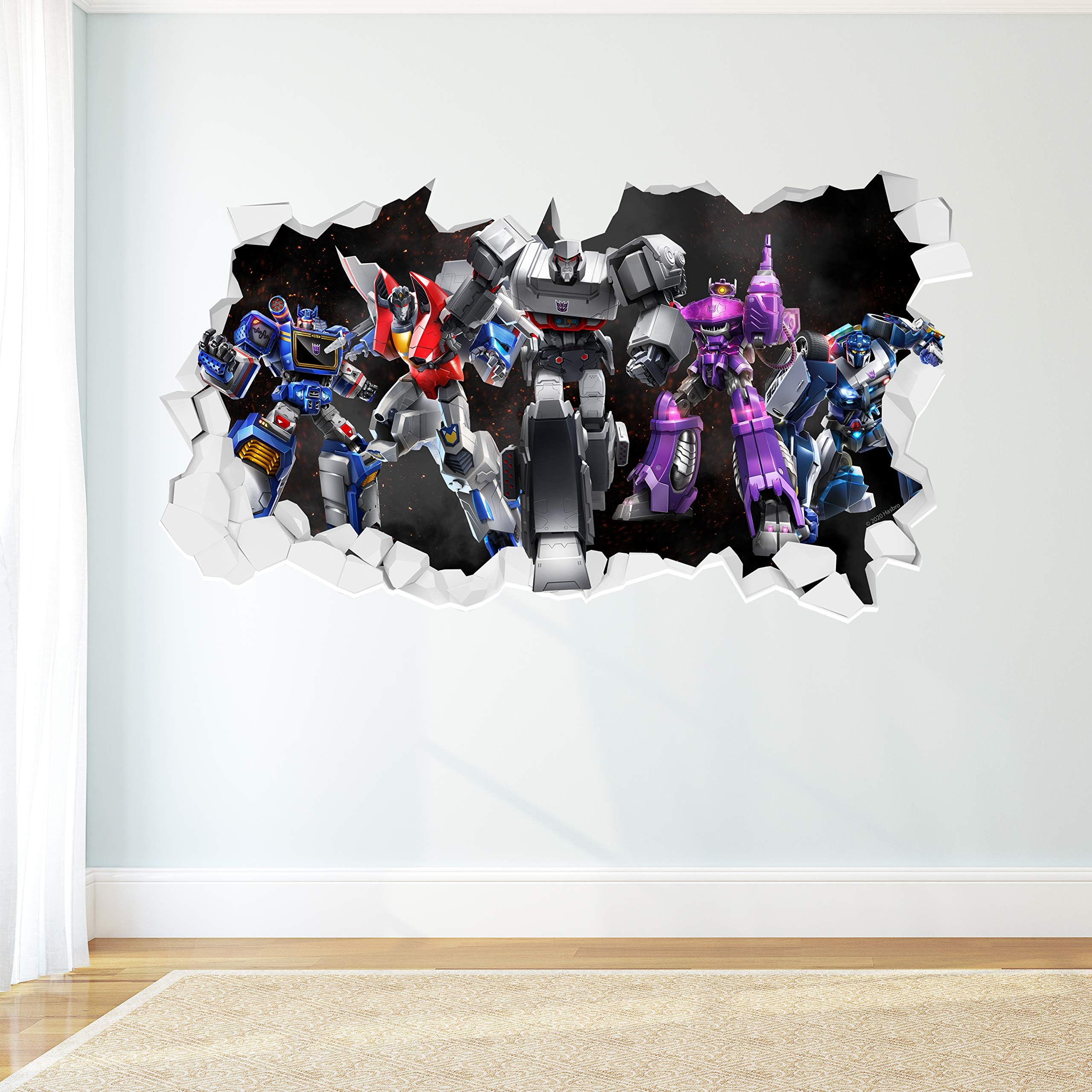Transformers Wall Sticker -Decepticons Broken Wall Decal Vinyl Art Mural Kids Bedroom Gift (180cm Width x 90cm Height)