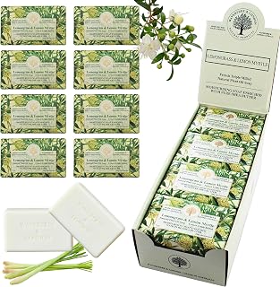 Wavertree & London Lemongrass & Lemon Myrtle Scented Natural Soap (8 Bars), 7oz Moisturizing French Triple Milled Soap Bars enriched with shea butter - Plant Oil Bath & Body Bars for All Skin Types