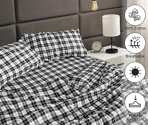 Miniatura 3 de RUVANTI Juego de sábanas de franela de tamaño individual, 100% algodón cepillado, bolsillos profundos de 16 pulgadas, se adapta a hasta 18 pulgadas,