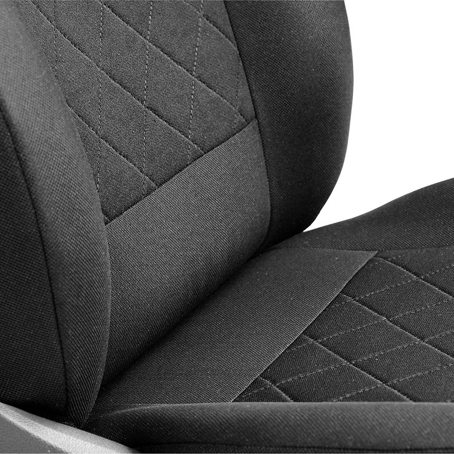 Housses de siège avant pour Kangoo - Pour sièges conducteur et passager, couleur premium noir, motif à carreaux pressés