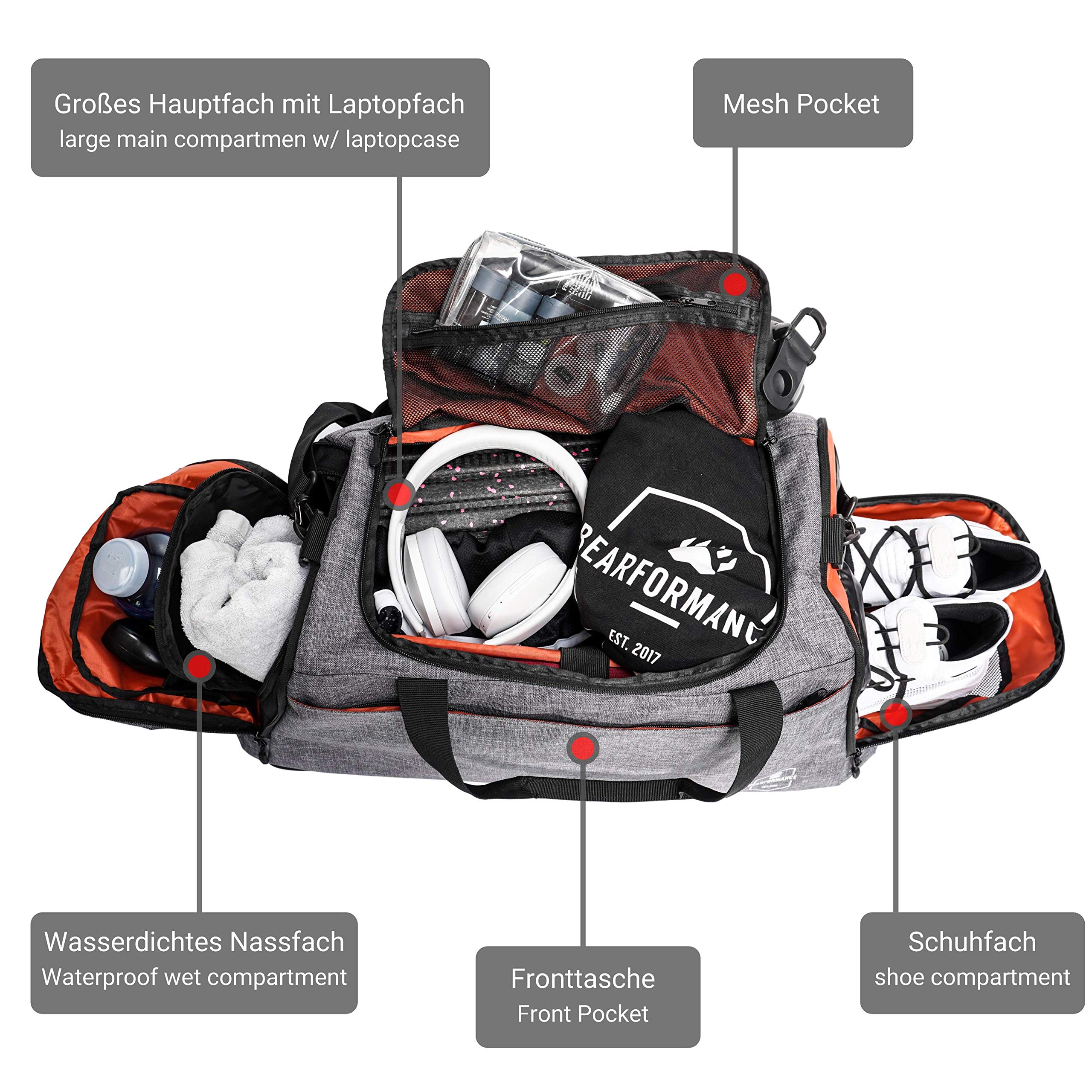 Ultimate Sportbag – Borsa sportiva per uomini e donne con scomparto extra per scarpe e scomparto umido con funzione zaino per sport, allenamento, ym, viaggio
