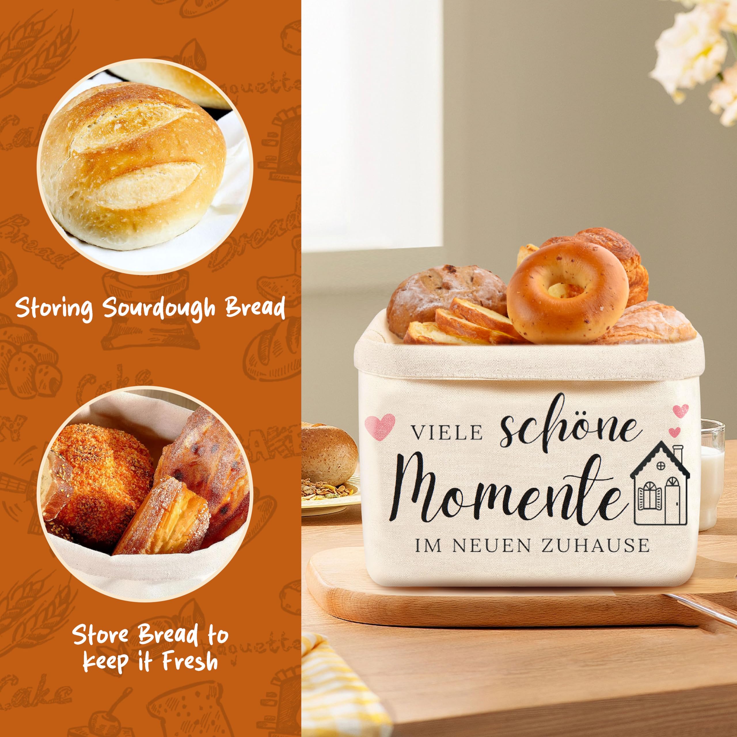Brotkorb Einzugsgeschenke Wohnung-Viele schöne Momente Im Neuen Zuhause,Einweihungsgeschenk Haus Brötchenkorb, Geschenk zum Einzug,Einweihungsgeschenk Wohnung (Einzugsgeschenke)