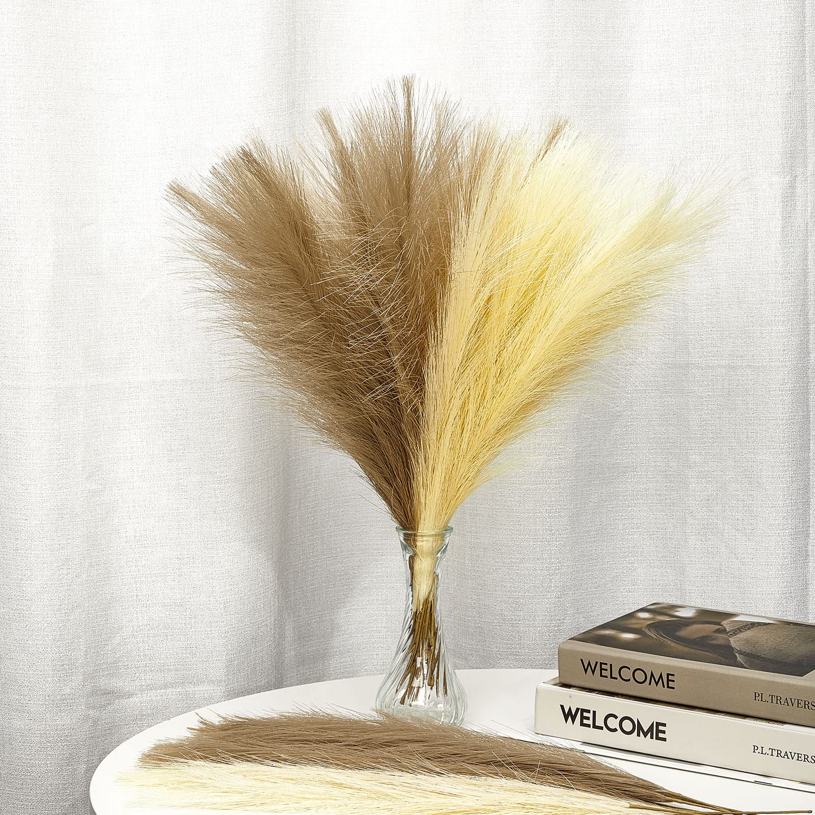 Buy 40 Pieces Pampas Grass Decor Vase Dried 17 Inches Mousy and Beige