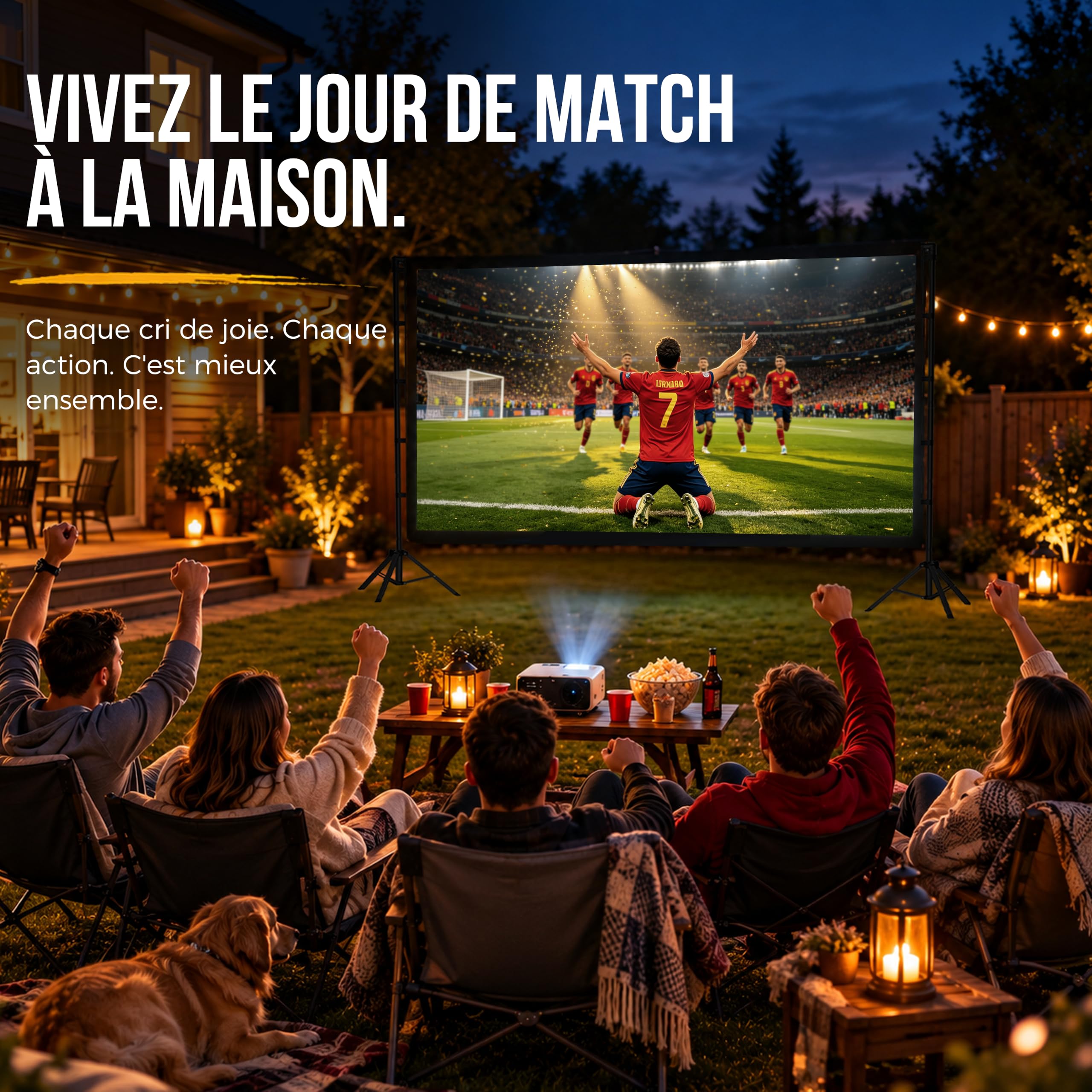 Écran de projection d'extérieur de 254 cm avec trépied