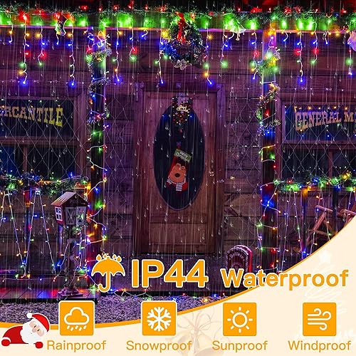 Miniatura 4 de Ollny Luces de carámbano para exteriores, 1000 LED de 82 pies, luz de Navidad multicolor con control remoto, 8 modos, temporizadores, impermeable,