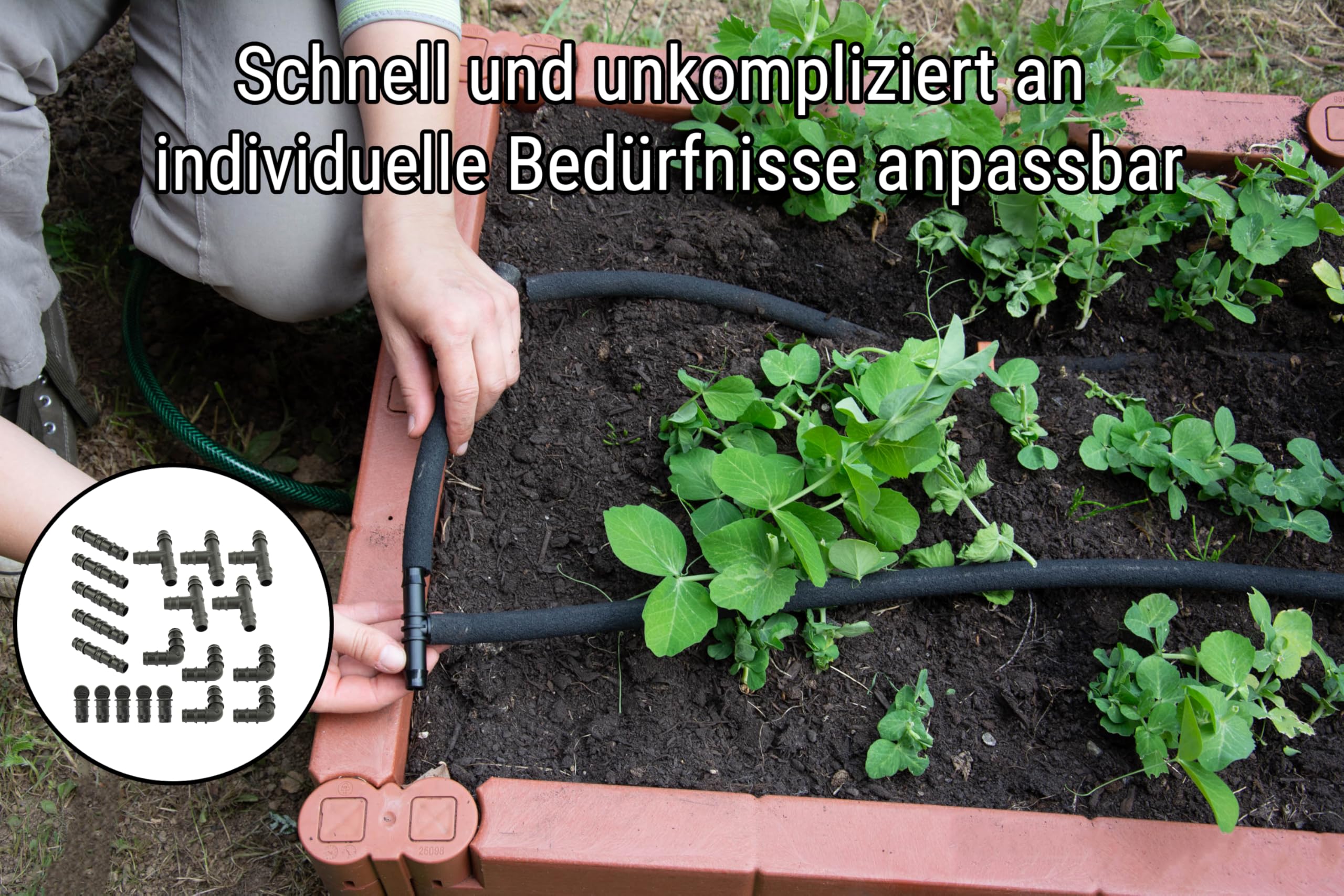 CS Perlschlauch Profi 75m mit Druckminderer für die Bewässerung im Garten/Rasenbewässerung/Flächenbewässerung