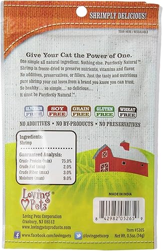 Miniatura 2 de Loving Pets Purrfectly - Golosinas naturales de camarones liofilizados para gatos, 0.5 onzas