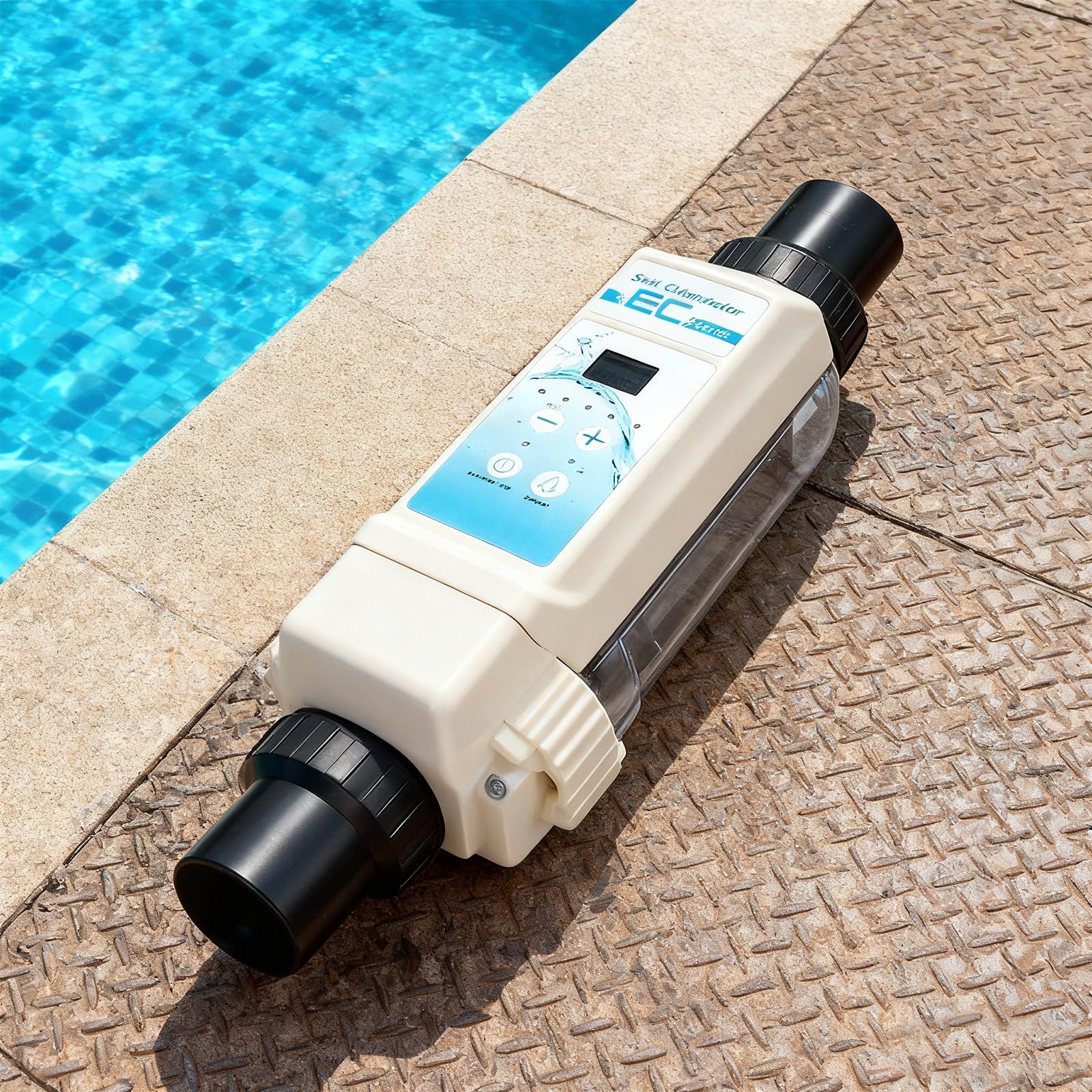 Clorador de Sal para Piscinas, Generador de Cloro con Función de Limpieza Automática, Panel LED, para Piscinas, Spas e Hidroterapia, Funcionamiento Sencillo 8g/h