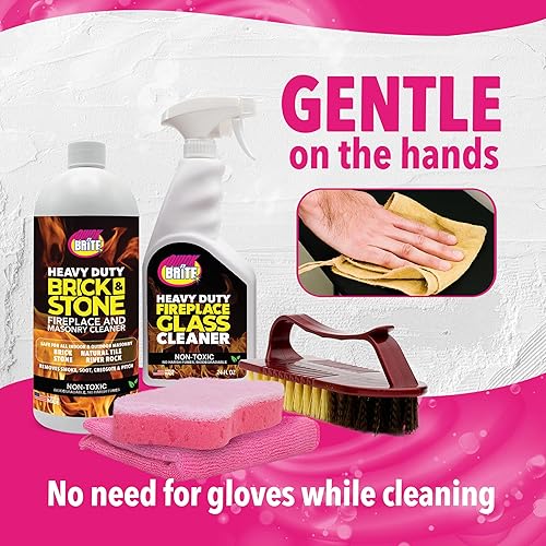 Miniatura 12 de Quick N Brite Fireplace Glass Cleaner Kit with Cloth and Sponge, Removes Soot, Smoke, Creosote, and more, 16 oz, 1-Pack