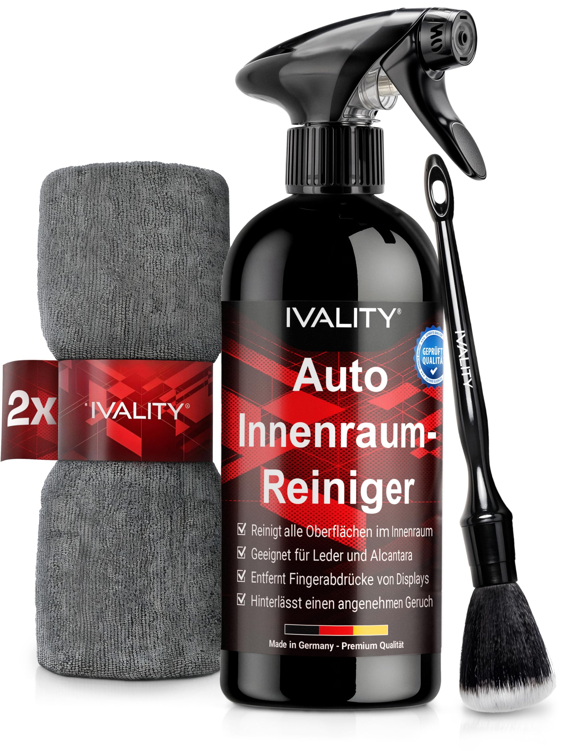 Ivality® Premium Auto Innenraumreiniger - Cockpitpflege für die Innen Reinigung von Kunststoff, Display, Polster, Leder & Armaturen - Autopflege & Cockpit Reiniger