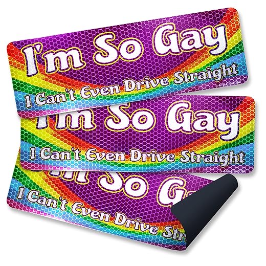 Anley I'm So Gay I Can't Even Drive Straight Car Magnet Signs - Reflective Truck & Vehicle Bumper Sticker - LGBT Magnetic Decal (10 inch) - Set of 3