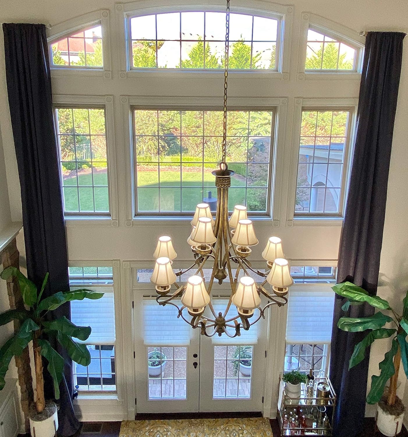 Ikiriska Marble 100% Blackout Polyester Extra Long Curtains. Custom Made 8-24 feet Length 2 Story Great Room. Light Weight (Arctic Grey, 50" Wx84-144 L)