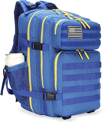 Miniatura 8 de Mochila táctica militar de 45 L para senderismo, hombres y mujeres, mochila militar Molle para camping, pesca, viajes, Negro -, Mochilas de mochila