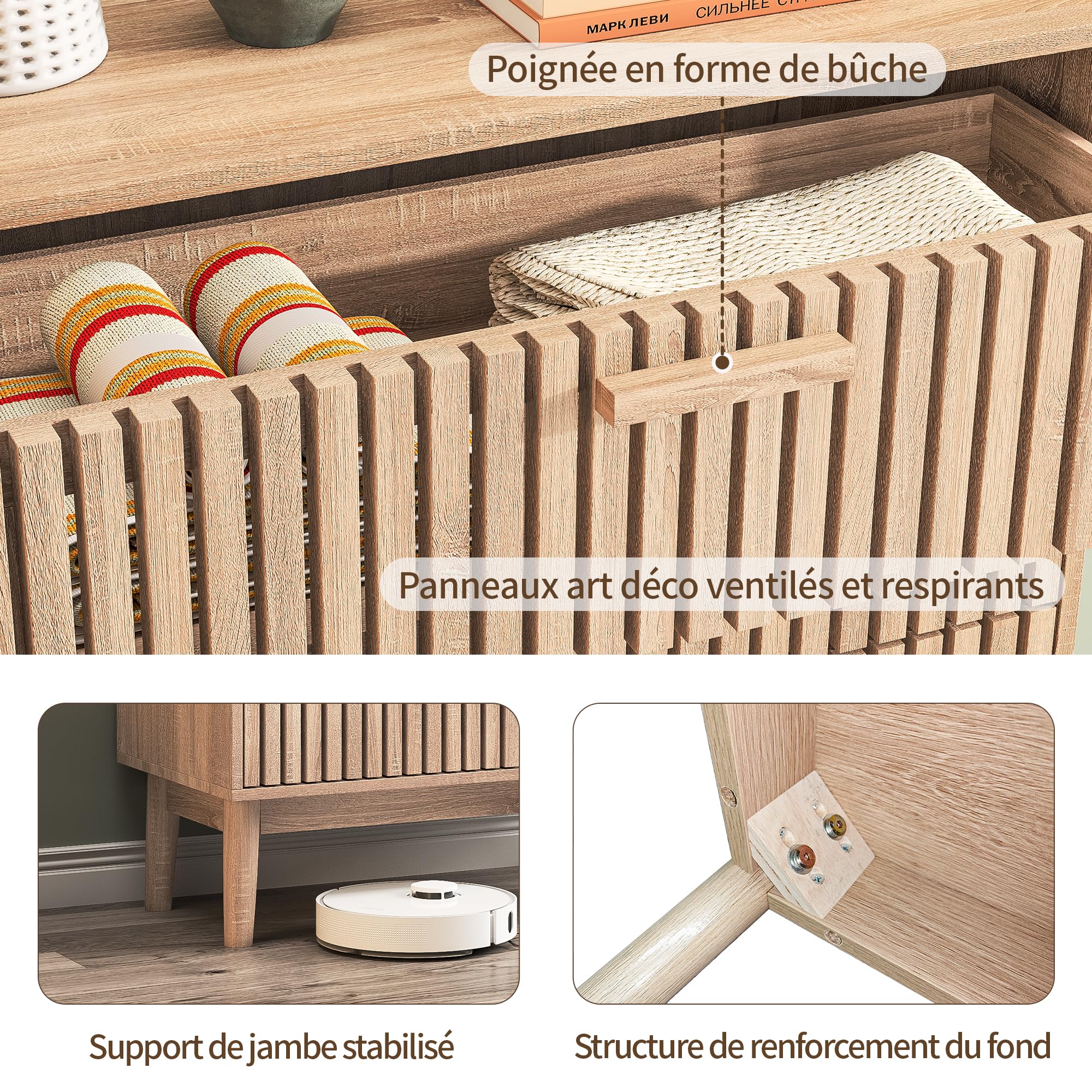 Meuble de Rangement en Bois, Commode 6 tiroirs,Meuble Profondeur 30cm, Armoire à tiroir avec Dispositif Anti-basculement, Commode d'enfant, commodes Chambre pour Chambre, Salon, Entrée