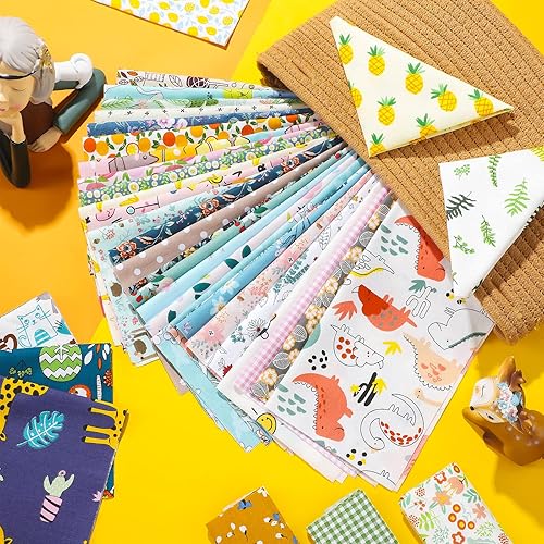 Miniatura 3 de 40 Pcs 10 x 10 Inches Cotton Fabric Bundle Squares Precut Fabric Squares Multi Color Floral Fat Sheets for Craft DIY Quilting Sewing(Bright Patterns)
