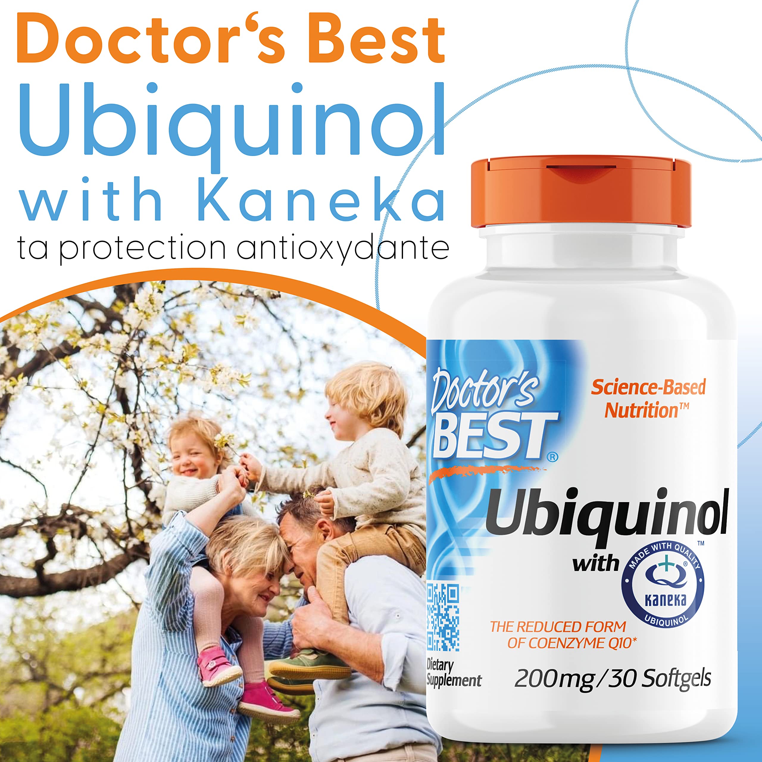 Doctor's Best, Ubiquinol, avec Kaneka QH Ubiquinol, 200 mg, 30 Capsules, Coenzyme Q10, Hautement Dosé, Sans Soja, Sans Gluten, Sans OGM