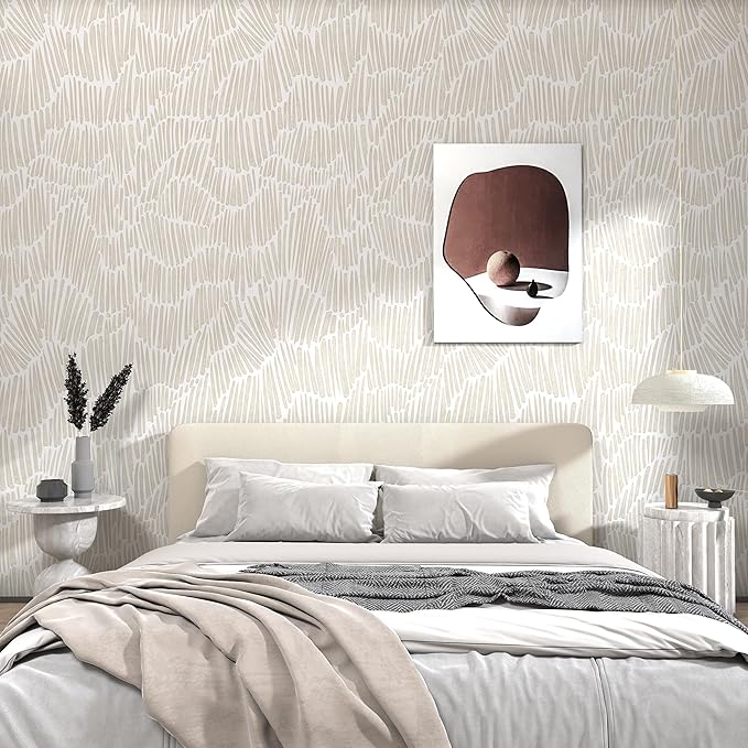 Boho Beige Striped Wallpaper | Peel & Stick Removable Wallpaper