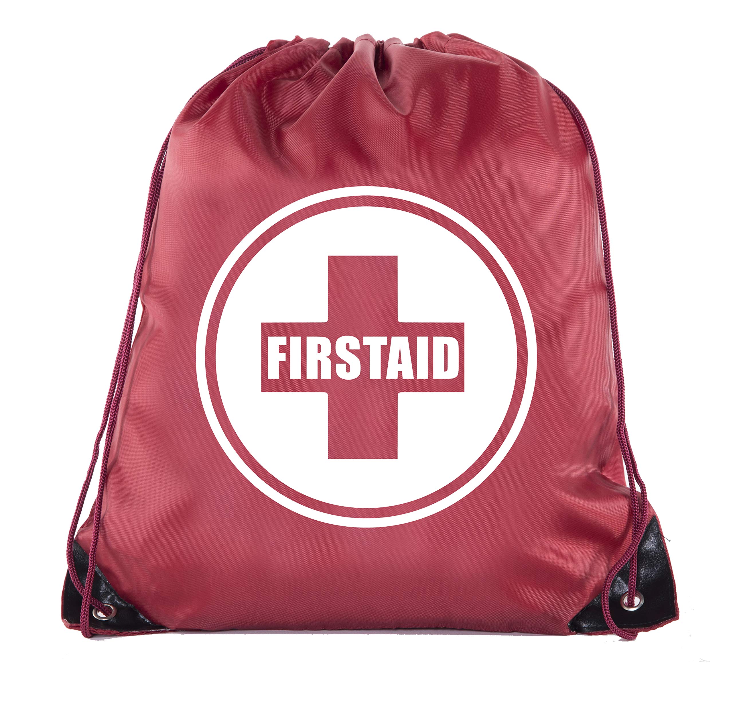 Mato &amp; Hash First Aid Backpack Drawstring Medical Bag for Emergencies or Epi Pen &amp; Medicine - Maroon CA2500FirstAid S1