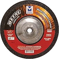 Vista 45 de Mercer Industries 621070 - 4-1/2" x 1/4" x 5/8"-11 Tipo 27 Muelas abrasivas para mampostería (paquete de 20)