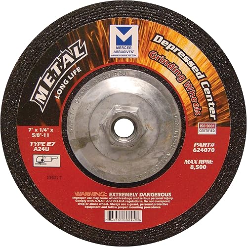 Miniatura 97 de 620190 Muela abrasiva de uso general tipo 27 para metales ferrosos, 9 "x 1/4" x 5/8"-11 (paquete de 10) a24s (10),a24u (10),A24s (15),A24s (20),A24S