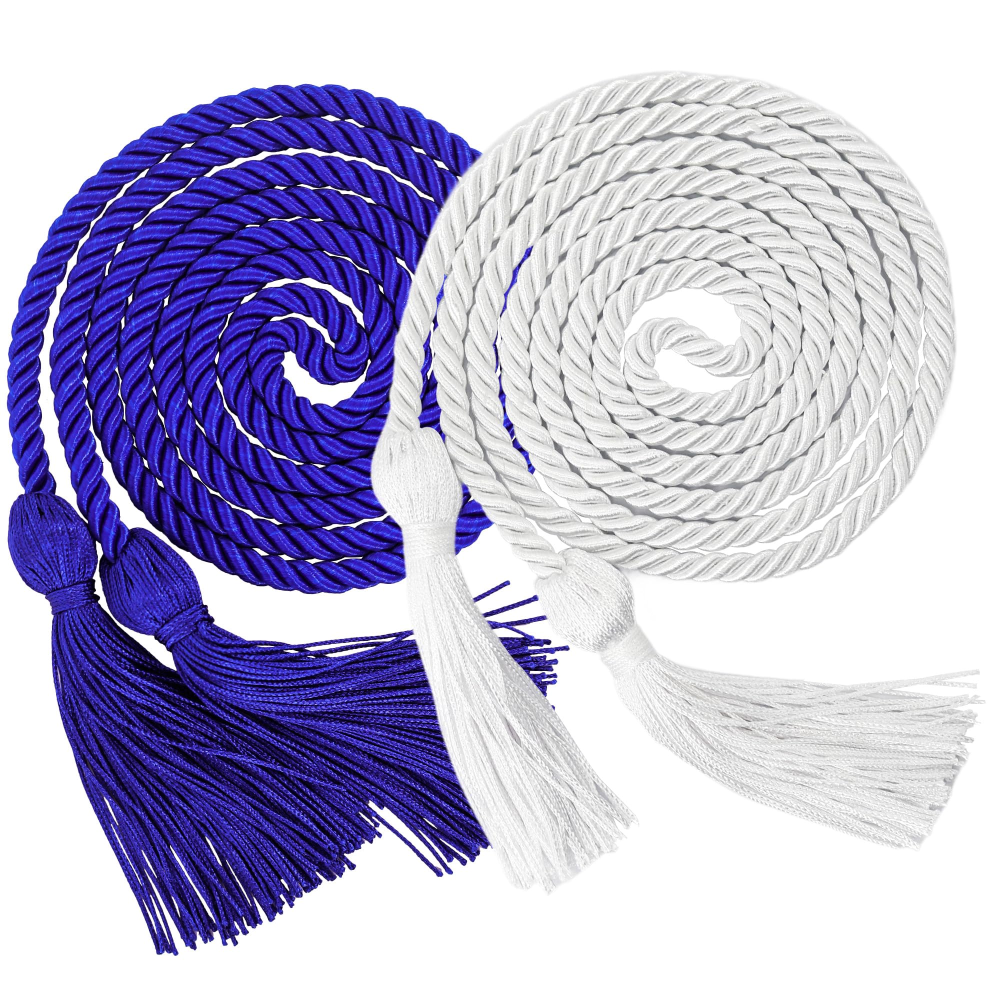 GraduationMall Double Graduation Honor Cords Royal Blue &amp; White 68"