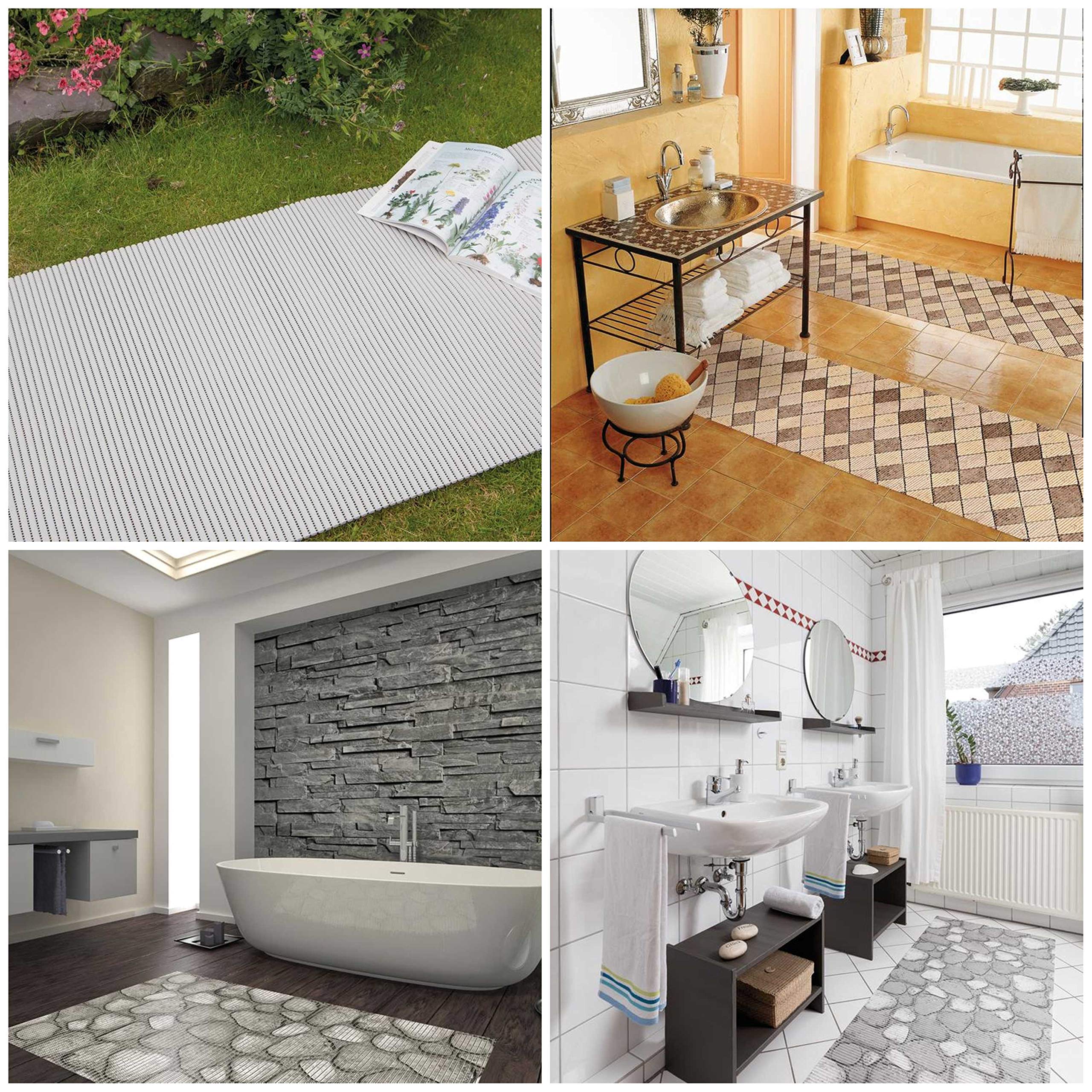 Aqua Mat Bodenbelag Badvorleger Duschmatte 130 x 120 cm Beige abwaschbar Bodenmatte Badematte