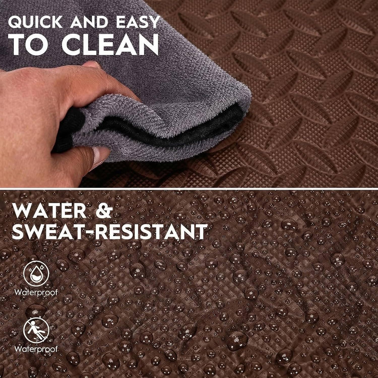 Puzzle Exercise Mat, EVA Interlocking Foam Floor Tiles, Non-Slip, Protective, Water-Resistant Flooring for Home Gym & Workout Equipment, 12.6" x 12.6" x 0.4", 18 Sq Ft, 18 Tiles, Brown
