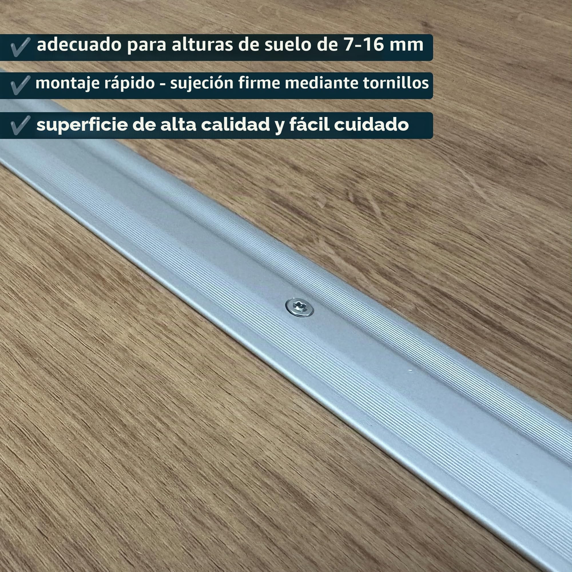 Perfil de transición ufitec® TPL Profi para parquet y suelos laminados - Ancho de cobertura: 33 mm - en dos piezas, atornillable y apto para espesores de suelo de 7 a 16 mm