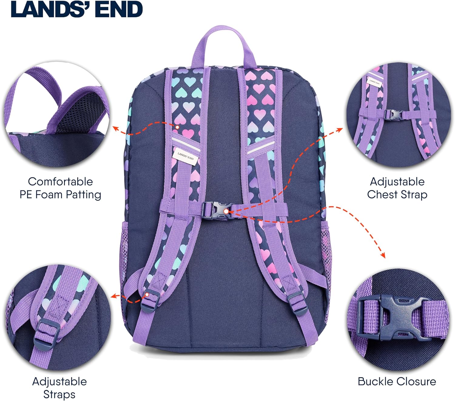 Lands' End Unisex Kids Medium ClassMate Lightweight Durable Elementary School Backpack, Rose Violet - Image 4