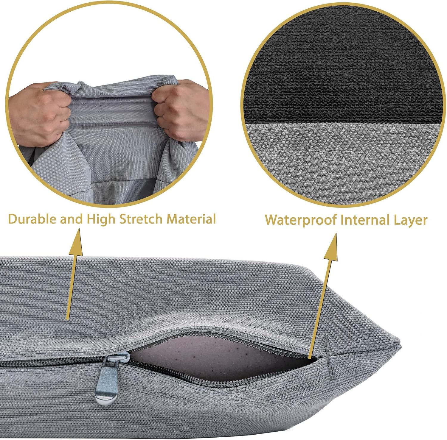 Waterproof Soft and Durable Gray Elastic Machine-Washable Large Size Dog Bed Cover (48"x29")