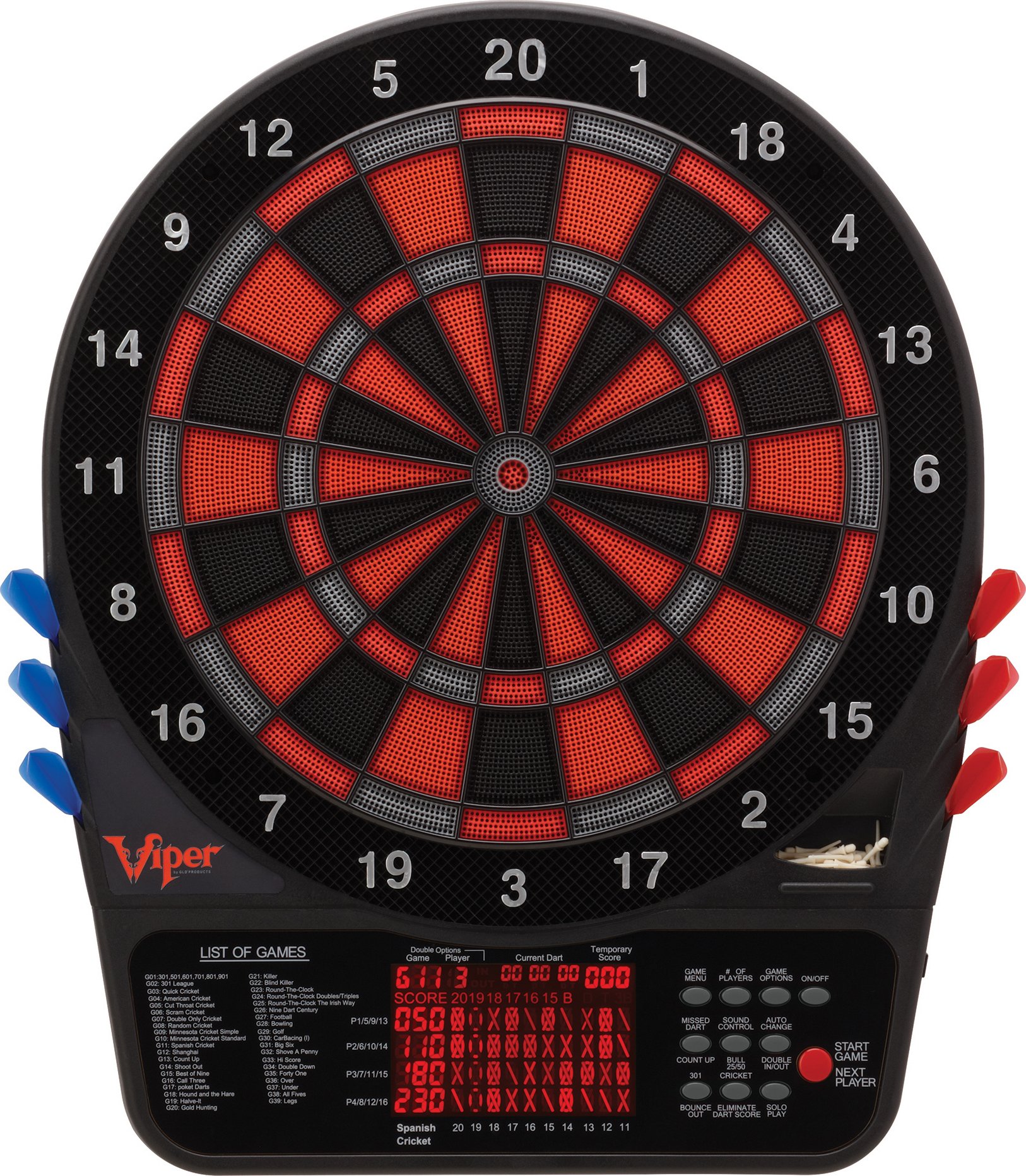 Viper Metropolitan Solid Wood Cabinet & Electronic Ready-to-Play Bundle: Elite Set (800 tarcz do darta, rzutki i laser Throw Line), wykończenie Mahogany