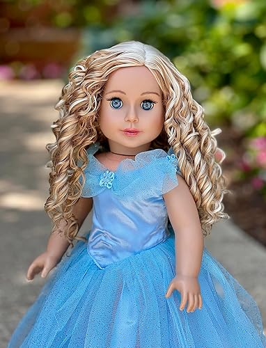 Miniatura 7 de Vestido azul, traje de 2 piezas, vestido azul, pantuflas plateadas, ropa para muñecas de 18 pulgadas (toll no incluido)