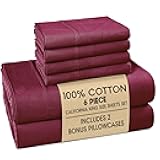 Cal King Size Sheet Set – 6 Piece Cooling Sheets Cal King Size 100% Cotton Crisp Percale Sheets with Breathable & Cozy Feel, 15